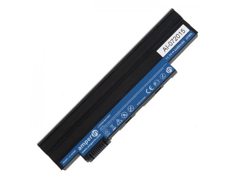Аккумулятор, батарея для ноутбука Acer Aspire One D255, D257, D260, D270, eMachines 350, 355 Li-Ion 4400mAh, 11.1V OEM Amperin Чёрный