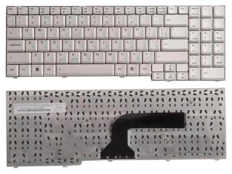 Клавиатура для ноутбука Asus A7, G2, G50, G51, G70, G71, L50, M50, M70, Pro58, X55, X57, X70, X71 Серебряная