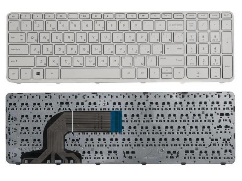 Клавиатура для ноутбука HP 250 G3, 255 G2, 255 G3, 15-d, 15-g, 15-r, Pavilion 15-e, 15-n белая, с рамкой