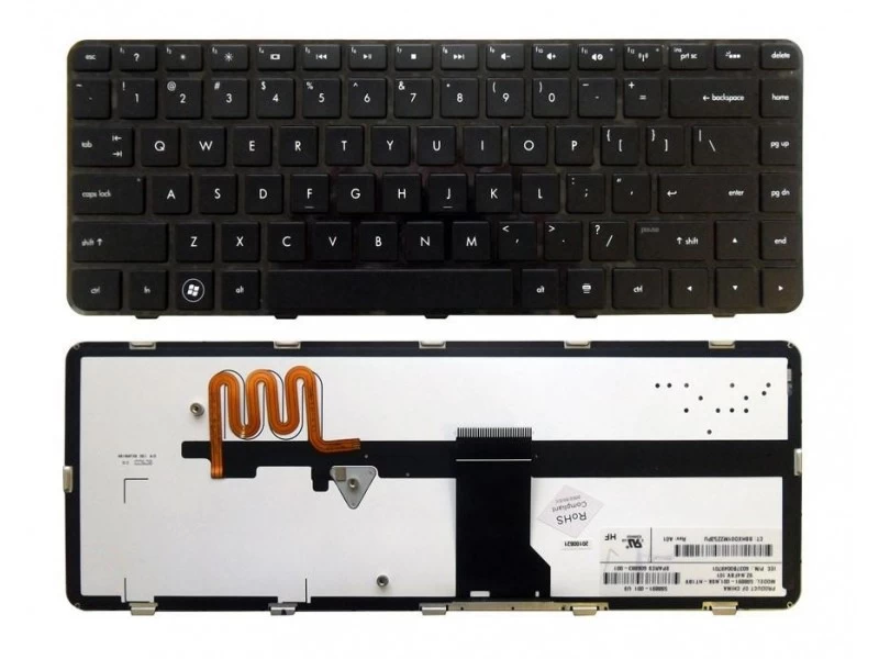 Клавиатура для ноутбука HP Pavilion dm4-1000, dm4-1100, dm4-1200, dm4-1300, dv5-2000, dv5-2100, dv5-2200 чёрная, с рамкой, с подсветкой