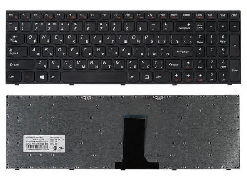 Клавиатура для ноутбука Lenovo IdeaPad B5400, M5400 Touch Черная, черная рамка