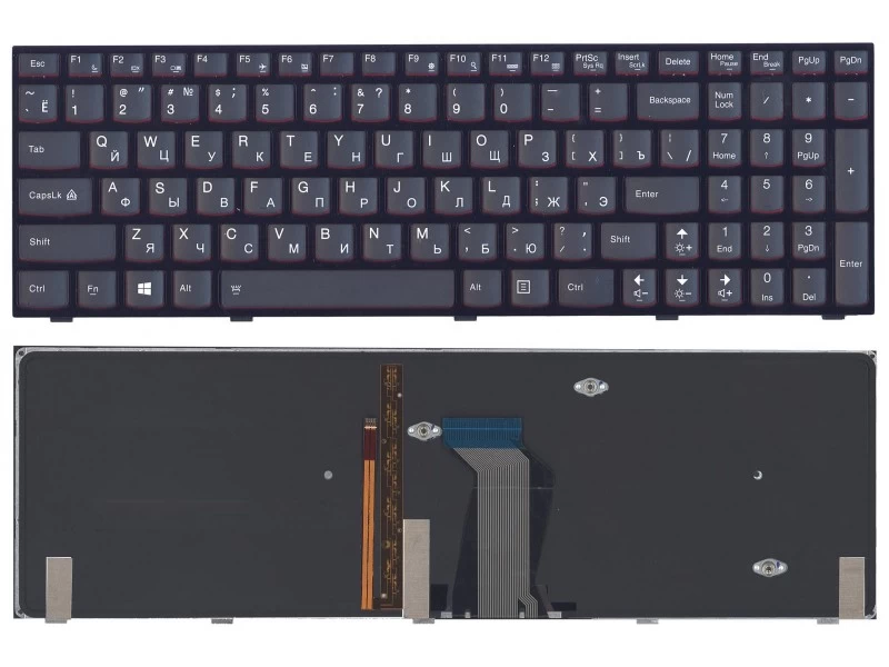 Клавиатура для ноутбука Lenovo IdeaPad Y500, Y500N, Y500NT, Y510, Y510P, Y590, Y590N чёрная, с подсветкой