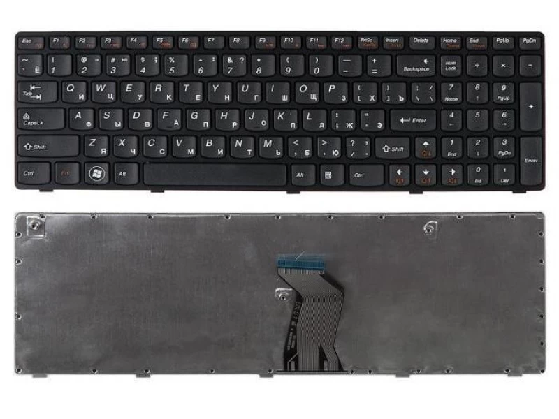 Клавиатура для ноутбука Lenovo IdeaPad G570, G570A, G570AH, G570G, G575, G575A, G575G, G770, G770A, G780, Z560, Z560A, Z565, Z565A Черная, черная рамка