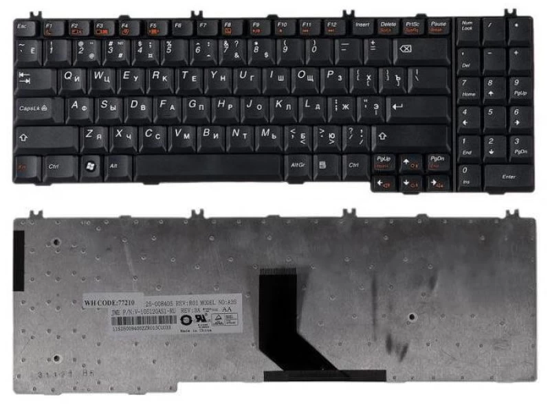 Клавиатура для ноутбука Lenovo IdeaPad B550, B560, G550, G555, V560, V565 Черная