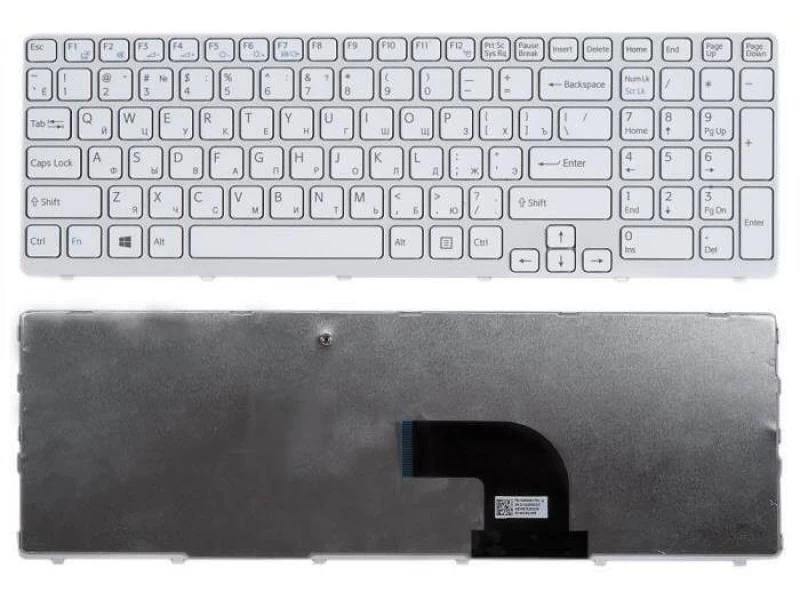 Клавиатура для ноутбука Sony Vaio E15, E17, SVE15, SVE1511, SVE1512, SVE1513, SVE151J, SVE17, SVE1711, SVE1712 Белая, белая рамка