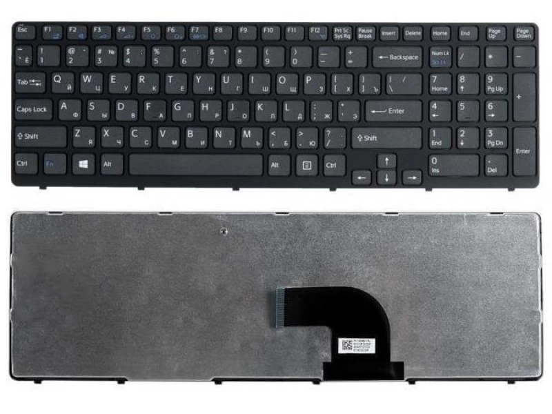 Клавиатура для ноутбука Sony Vaio E15, E17, SVE15, SVE1511, SVE1512, SVE1513, SVE151J, SVE17, SVE1711, SVE1712 Черная, черная рамка