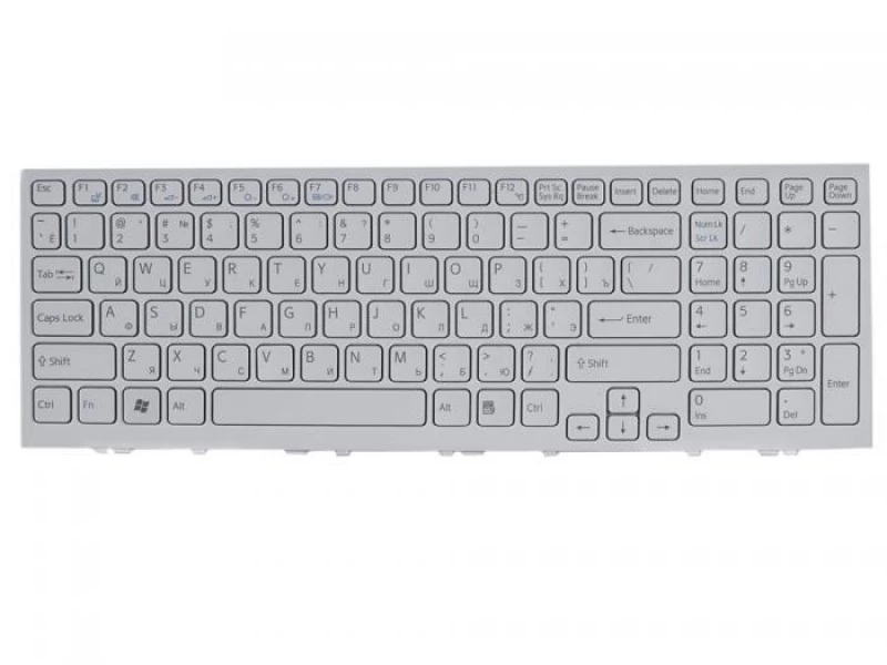 Клавиатура для ноутбука Sony Vaio VPC-EH, VPCEH белая с рамкой