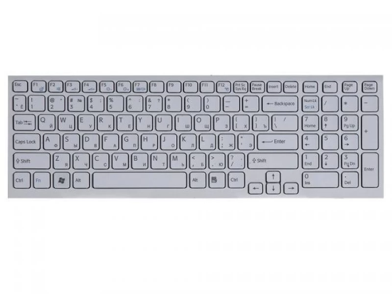 Клавиатура для ноутбука Sony Vaio VPC-EL, VPCEL белая с рамкой