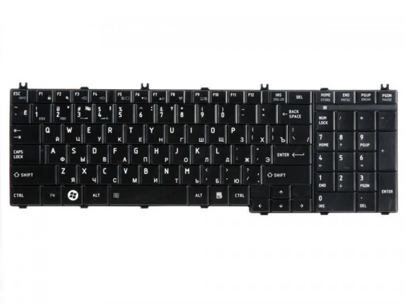 Клавиатура для ноутбука Toshiba Satellite C650D, C655D, C660D, C665D, C670D, C675D, L650D, L655D, L670D, L675D, L750D, L755D, L770D, L775D Черная , глянцевая