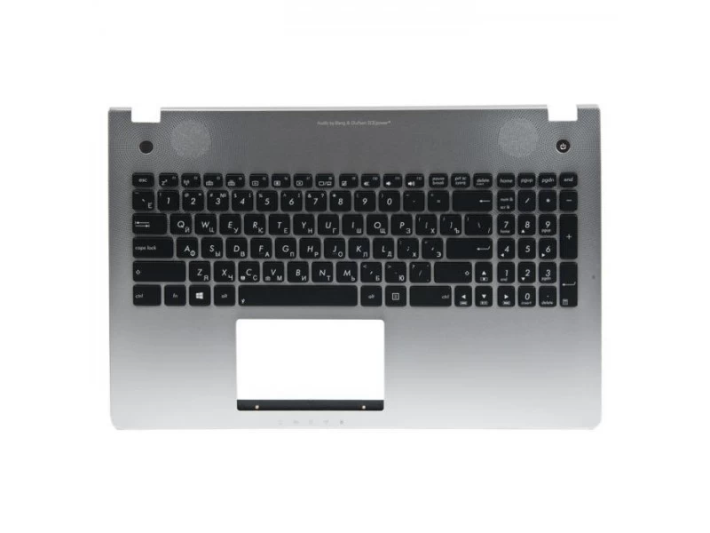 Верхняя панель с клавиатурой для ноутбука Asus N56, N56D, N56DP, N56DP, N56DY, N56JK, N56JN, N56JR, N56V, N56VB, N56VJ, N56VM, N56VV, N56VZ Серебряная, с подсветкой