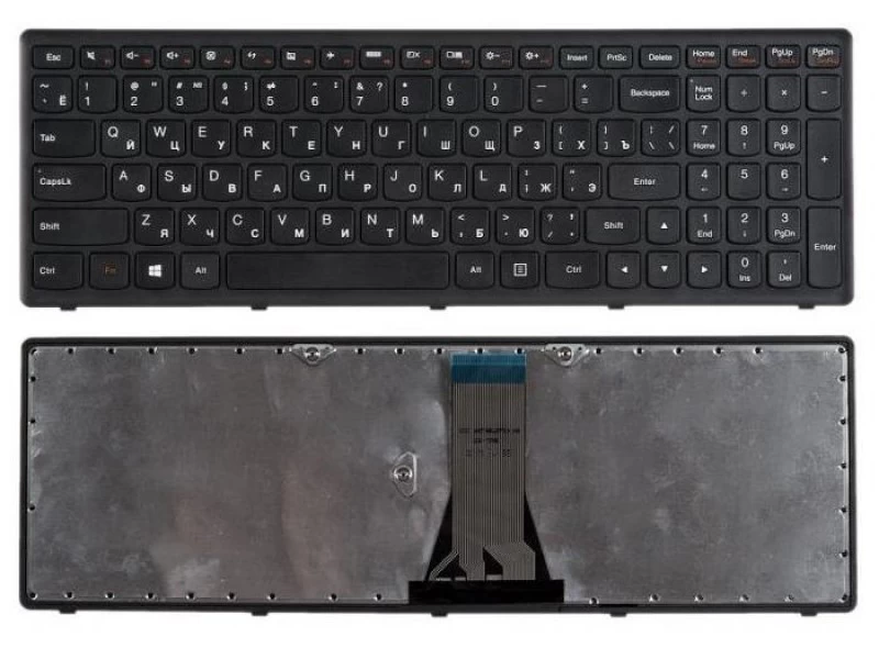 Клавиатура для ноутбука Lenovo IdeaPad Flex 15, 15D, G500S, G505, G505A, G505G, G505S, S500, S510, S510P, Z510 Черная, черная рамка