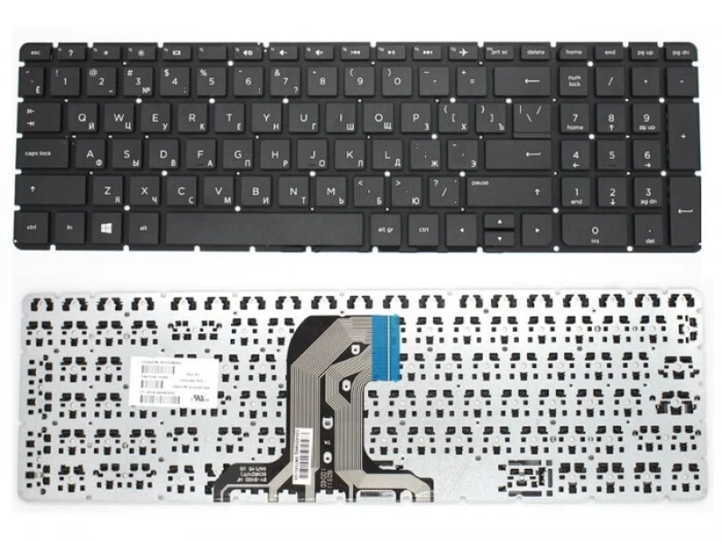 Клавиатура для ноутбука HP 15-ac, 15-af, 15-ay, 15-ba, 15t-ac, 15z-af, 250 G4, 255 G4, 256 G4, 250 G5, 255 G5, 256 G5 Черная, без рамки