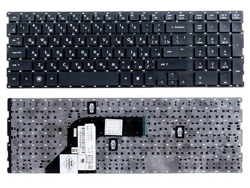 Клавиатура для ноутбука HP ProBook 4510s, 4515s, 4710s, 4750s Черная, без рамки, узкий ENTER