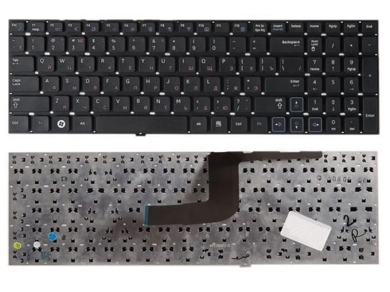 Клавиатура для ноутбука Samsung RC508, RC510, RC520, RV509, RV511, RV513, RV515, RV518, RV520 Черная, без рамки
