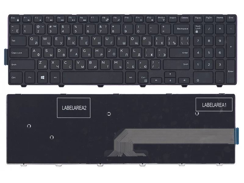 Клавиатура для ноутбука Dell Inspiron 15-3000, 15-5000, 15-5547, 15-5521, 15-5542 Черная, с рамкой