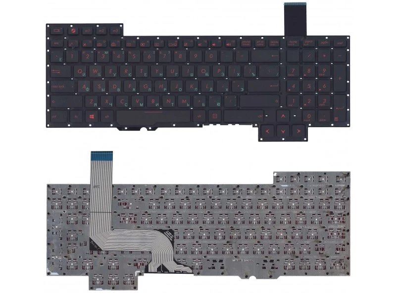 Клавиатура для ноутбука Asus ROG G751, G751J, G751JL, G751JM, G751JT, G751JY Чёрная, без рамки, с подсветкой