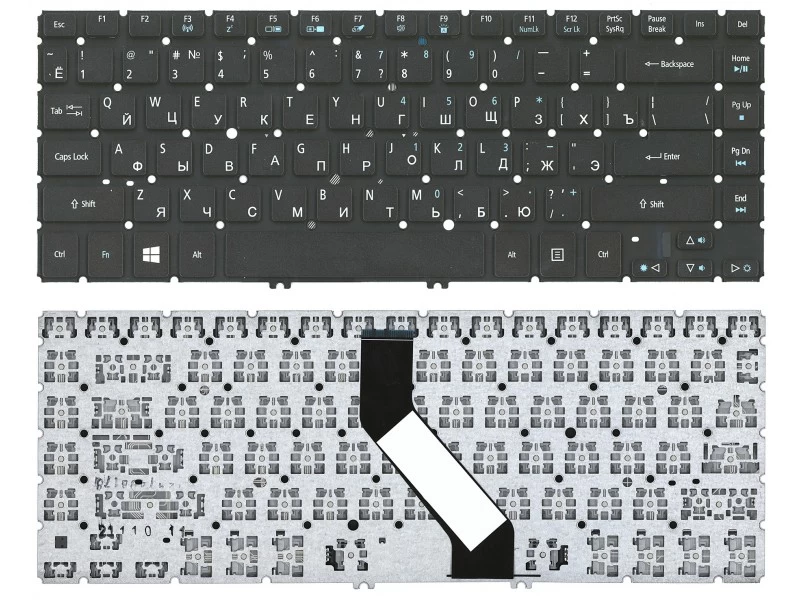 Клавиатура для ноутбука Acer Aspire M3-481, M5-481, R3-431, R3-471, V5-431, V5-471, V5-472, V5-473, V7-481, V7-482 Черная, без рамки, с подсветкой