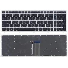 Клавиатура Lenovo IdeaPad U510, Z710, 25-211304 Чёрная, с серебристой рамкой, с подсветкой