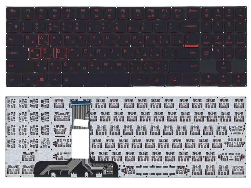 Клавиатура для ноутбука Lenovo Legion Y520-15IKB, Y520-15IKBA, Y520-15IKBM, Y520-15IKBN, Y530-15ICH, Y7000, Y7000P, Y720-15IKB Черная, без рамки