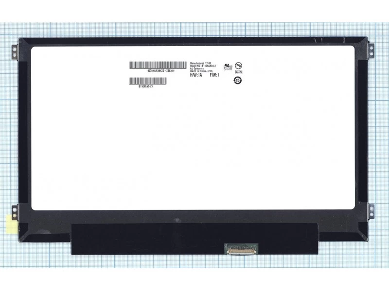 Матрица, экран, дисплей для ноутбука 11.6" B116XAN04.3 1366x768 (HD), AHVA, 30pin eDP, Slim, Глянцевая