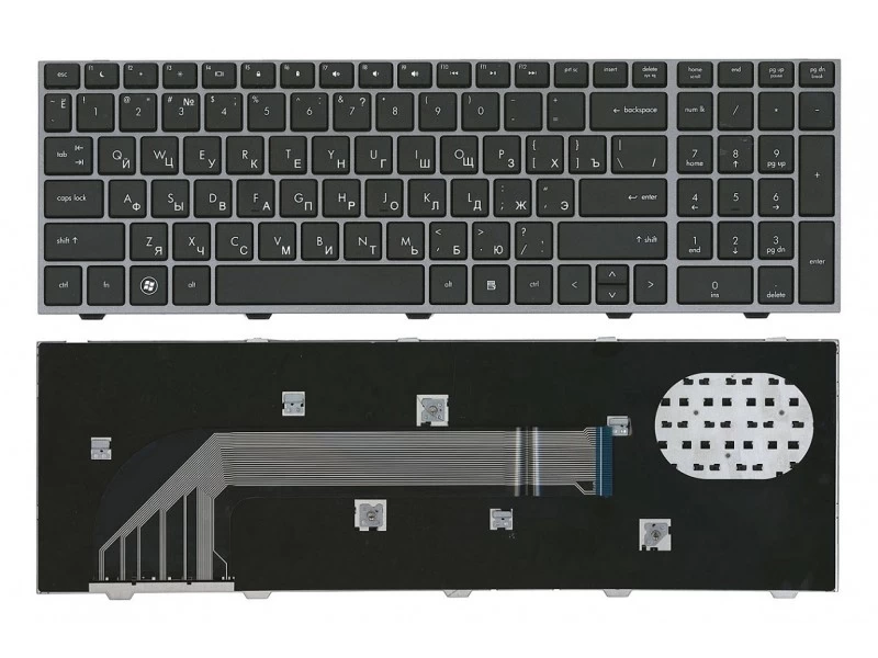 Клавиатура для ноутбука HP ProBook 4540S, 4545S, 4740S черная, с серой рамкой