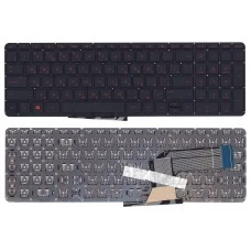 Клавиатура HP 17-p000, 17-p100, Envy 15-k000, 15-k100, 15-k200, 15-k300, 15-v000, Pavilion 15-p000, 15-p100, 15-p200, 15-p300, 17-f000, 17-f100, 17-f200, MP-14A53SU-9201 чёрная, без рамки, с красной подсветкой