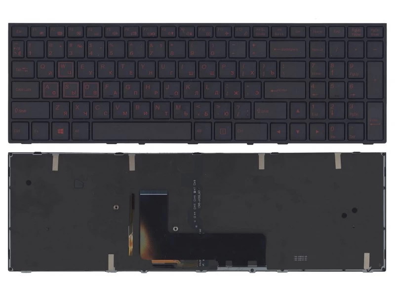 Клавиатура для ноутбука DNS P650SA, P650SE, P650SG, P651SE, P651SG, P655SE, P655SG, P671SG черная с рамкой, с подсветкой