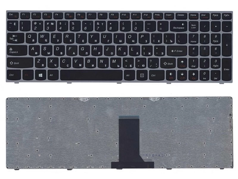 Клавиатура для ноутбука Lenovo IdeaPad B5400, M5400 Touch Черная, с серебристой рамкой