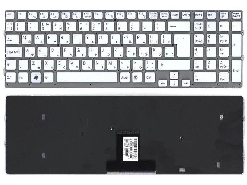 Клавиатура для ноутбука Sony Vaio VPC-EB, VPCEB белая, без рамки