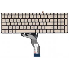 Клавиатура HP 250 g6, 255 g6, 256 g6, 258 g6, 15-bs, 15-bw, 15-ra, 15-rb, 17-ak, 17-bs, Envy 15-as, 15-aq, 15-bp, 15-bq, Omen 15-ax, Pavilion 15-ab, 15-ak, 15-au, 15-bc, 15-bk, 15-br, 15-cd, 17-ab, 17-g, 9Z.NC8SC.A01 золотая, без рамки, с подсветкой