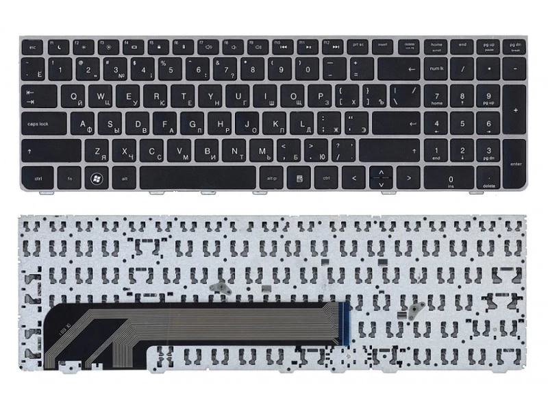 Клавиатура для ноутбука HP ProBook 4530s, 4535s, 4730s чёрная, c серой рамкой