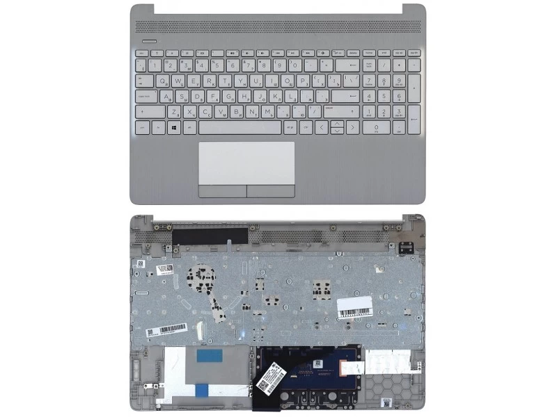Верхняя панель с клавиатурой для ноутбука HP 15-dw0000, 15-dw1000, 15-dw2000, 15-dw3000, 15-dw4000, 15-gw0000 Серебристая