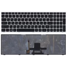 Клавиатура Lenovo Flex 2-15D, IdeaPad 300-15IBR, 300-15ISK, 300-17ISK, B50-45, G50-30, G50-45, G50-70, G50-75, G50-80, G70-80, S500, Z50-70, Z50-75, Z70-80, 5N20H03499 Черная, с серой рамкой, с подсветкой