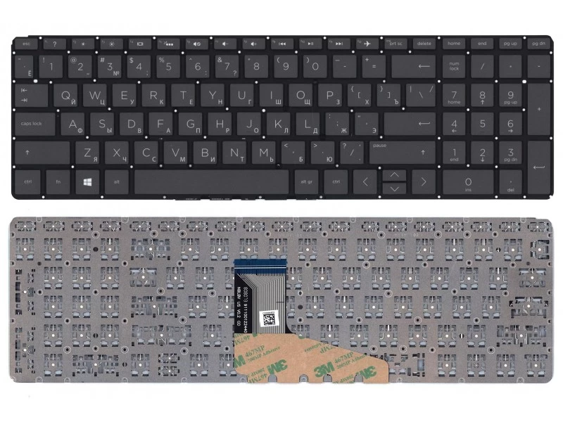 Клавиатура для ноутбука HP Spectre X360 15-ch000 черная, без рамки
