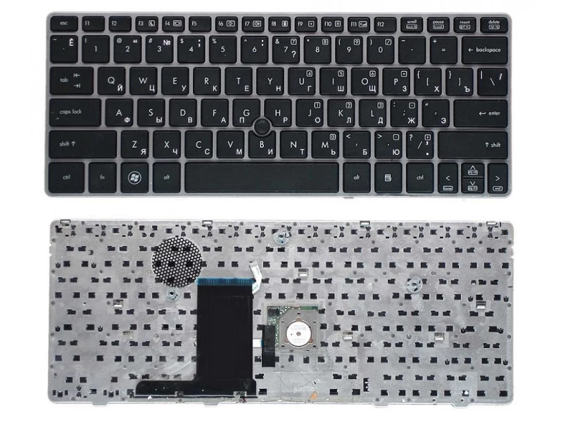 Клавиатура для ноутбука HP Elitebook 2560P, 2570P черная, с серебристой рамкой