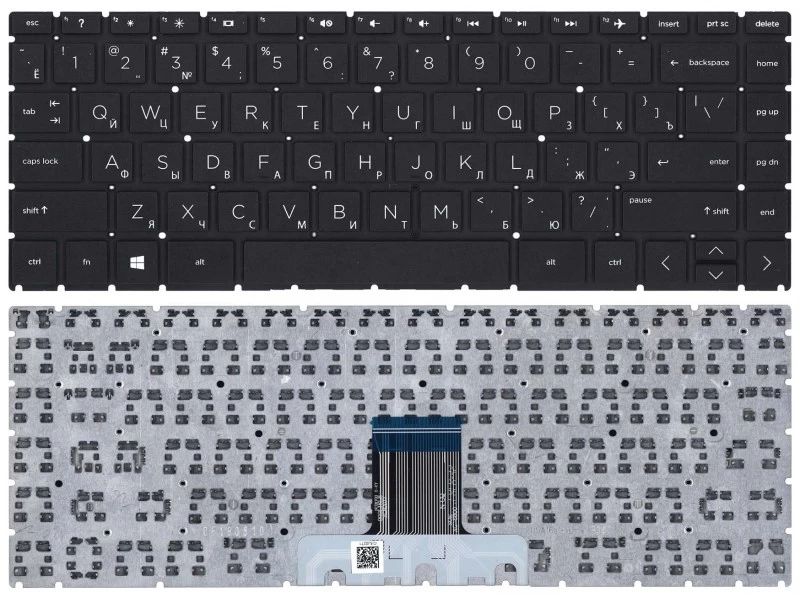 Клавиатура для ноутбука HP 14-CK, 14-CM, 14-DA, 14-DF, 14-DG, 14-DK, 14-DQ, 14-FQ, 14G-BR, 14-MA, 14Q-CS, 14S-DQ, Pavilion 14-CE, X360 14-CD, 14-DD, 14-DH черная, без рамки