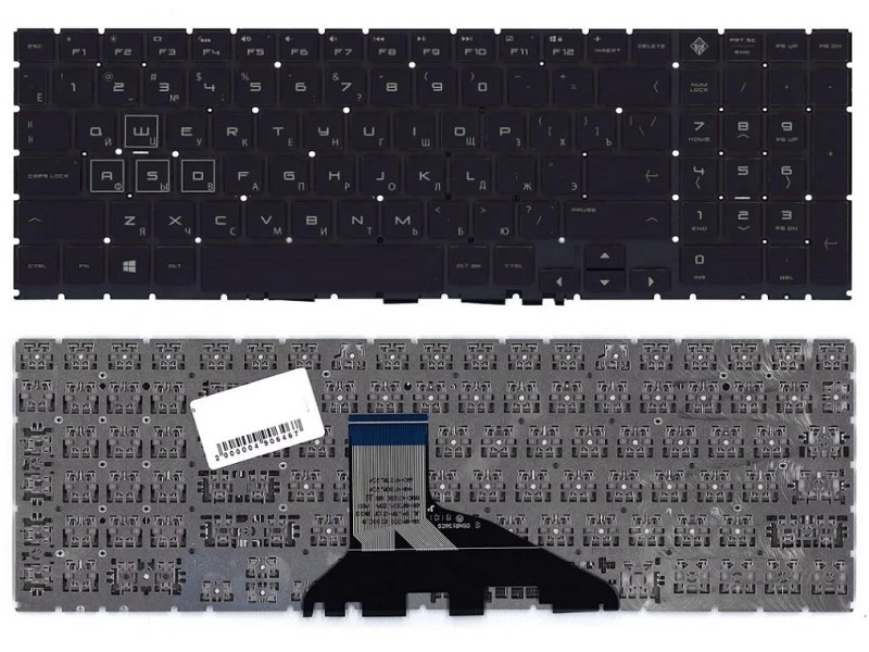 Клавиатура для ноутбука HP Omen 15-dc0000, 15-dc1000, 15-dc2000 черная, без рамки