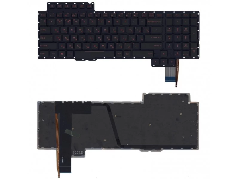 Клавиатура для ноутбука Asus ROG G752VL, G752VM, G752VS, G752VSK, G752VT, G752VY черная, без рамки, красная подсветка