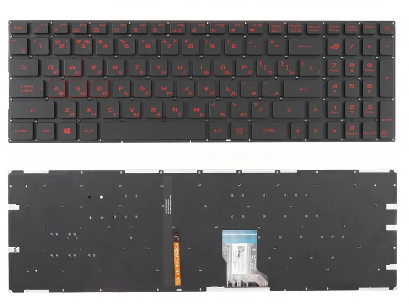 Клавиатура для ноутбука Asus ROG GL502VM, GL502VMK, GL502VS, GL502VSK, GL502VT, GL502VY черная, без рамки, с подсветкой